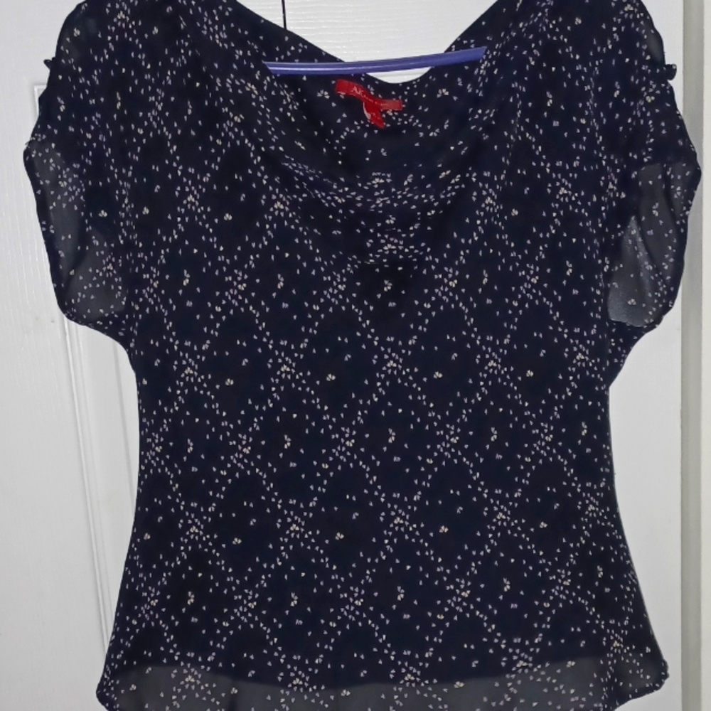 Gorgeous AK Anne Klein Navy Blue Shirt and Skirt Set